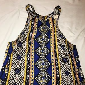 High neck patterned tank